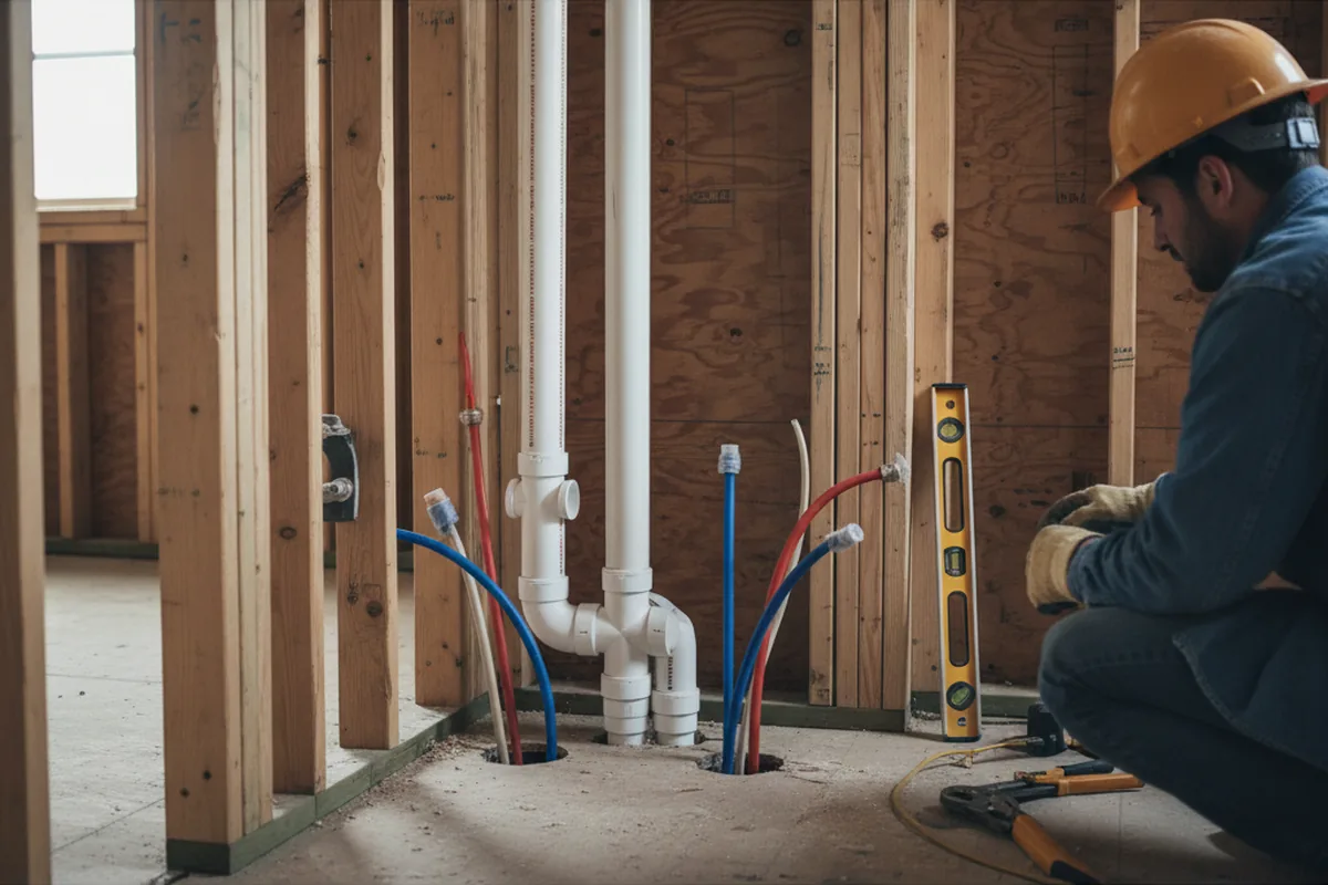 Drain and supply rough-in during Leak Detection in Plantersville