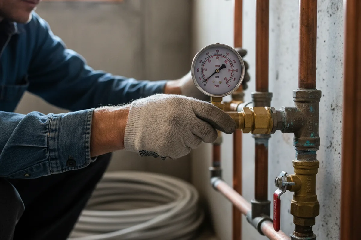 Pressure testing a repaired line during Water Line Repair in Plantersville
